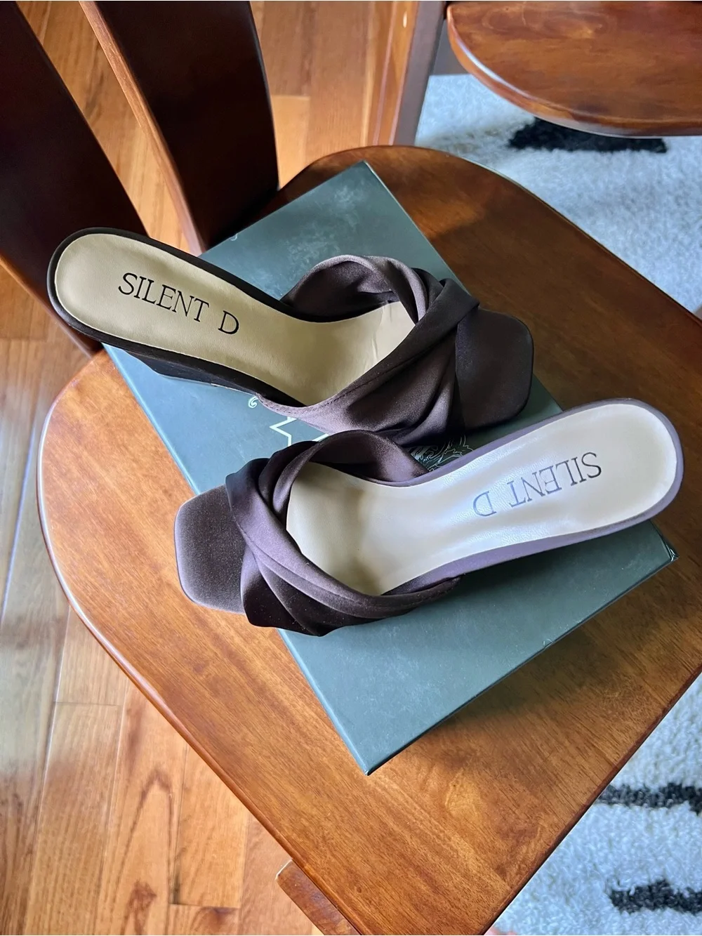 Silent D Chocolate Brown Katia Wedges Satin Sandals Size EU 36 / US 5-5.5 New in